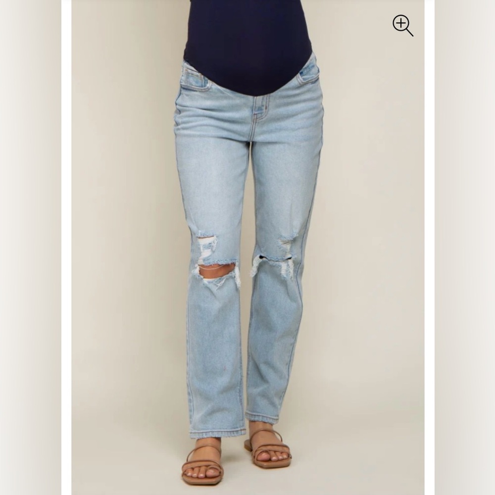 PinkBlush Light Blue Distressed Knee Maternity Women’s Jeans